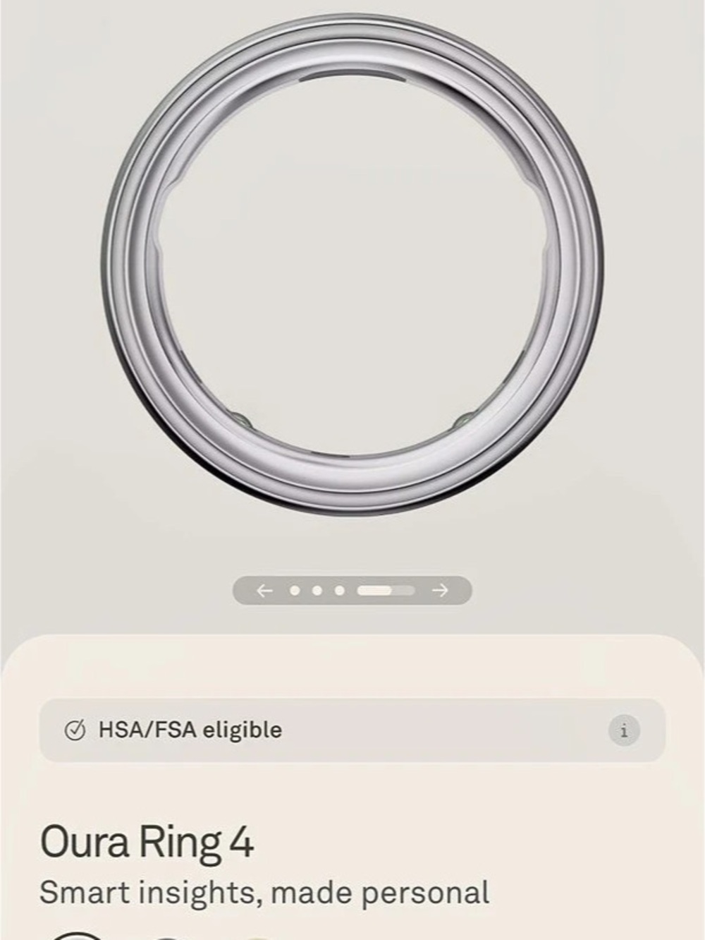 Oura Ring 4 Brushed Silver Size 4
